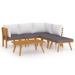 Salon de jardin meuble d'extérieur ensemble de mobilier 6 pièces avec coussins bois d'acacia solide 02_0016658
