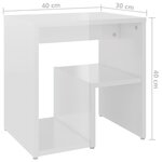 vidaXL Table de chevet blanc brillant 40x30x40 cm bois d'ingénierie