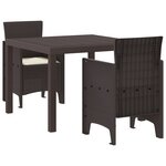 vidaXL Ensemble de salle à manger de jardin 3 pièces avec coussins en poly rattan marron