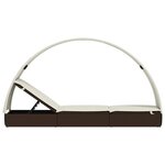 vidaXL Chaise longue avec toit rond marron 211x57x140cm résine tressée