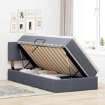 vidaXL Lit de rangement LED avec matelas Gris foncé 100 x 200 cm