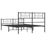 vidaXL Cadre de lit métal avec tête de lit/pied de lit noir 135x190 cm