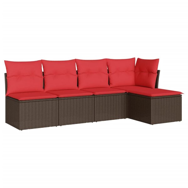 vidaXL Salon de jardin avec coussins 5 Pièces marron résine tressée