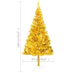 vidaXL Arbre de Noël artificiel pré-éclairé et boules doré 180 cm PET