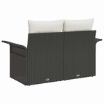 vidaXL Sofa de jardin 2 places avec coussins en poly rattan noir