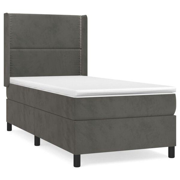 vidaXL Sommier à lattes de lit et matelas Gris foncé 90x190 cm Velours