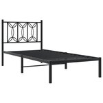 vidaXL Cadre de lit métal sans matelas avec tête de lit noir 90x200 cm