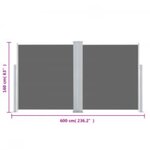 vidaXL Auvent latéral rétractable Anthracite 160x600 cm