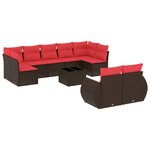 vidaXL Salon de jardin 10 Pièces avec coussins marron résine tressée
