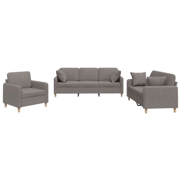 vidaXL Ensemble de canapés 3 Pièces avec coussins taupe tissu