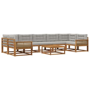 vidaXL Ensemble de canapés d'extérieur 8 Pièces Naturel et Gris clair