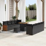 vidaXL Ensemble de canapé de jardin 11 Pièces Noir 80 x 80 x 71 cm