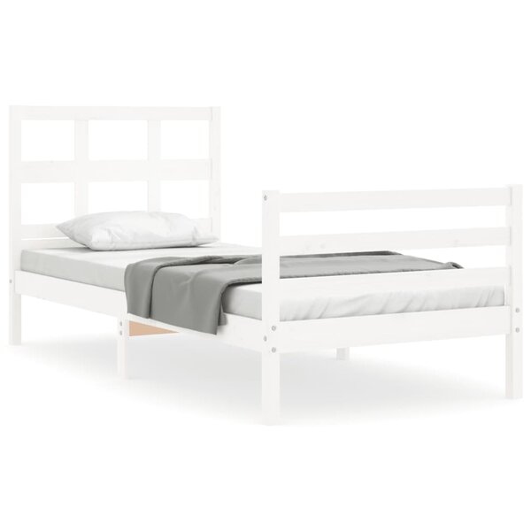 vidaXL Cadre de lit sans matelas blanc bois massif