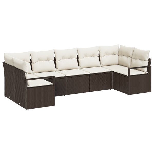 Ensemble de Canapé de Jardin 7 Pièces avec Coussins Marron vidaXL