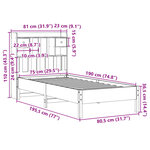 vidaXL Lit bibliothèque sans matelas 75x190 cm bois de pin massif