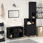 vidaXL Ensemble de mobilier de salle de bain avec stockage 3 Pièces Noir