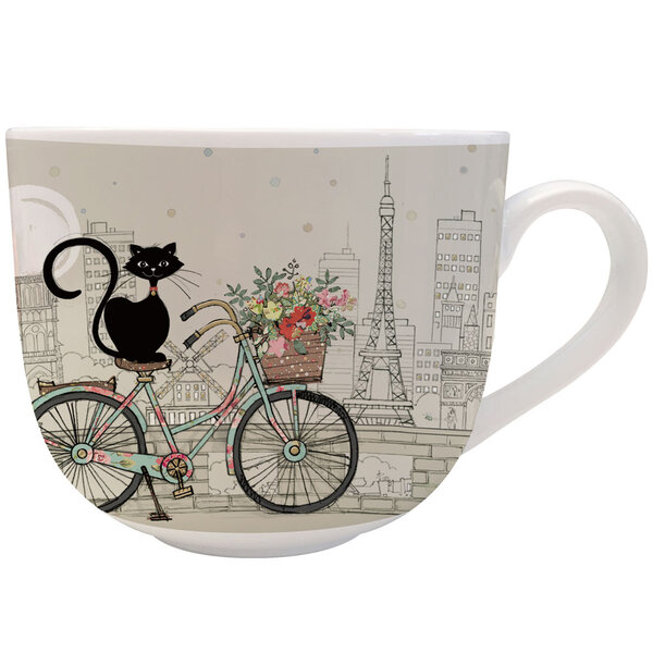 Bol en porcelaine chat vélo amys bug art