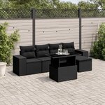 vidaXL Salon de jardin 6 Pièces avec coussins noir résine tressée
