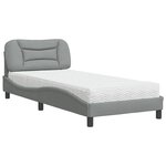 vidaXL Lit avec matelas Hvar gris clair 90x190 cm tissu