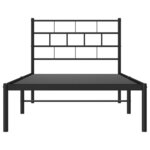 vidaXL Cadre de lit métal avec tête de lit noir 80x200 cm