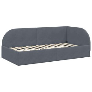 vidaXL Cadre de lit d'angle Gris foncé 100 x 200 cm Velours