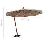 vidaXL Parasol suspendu avec mât Taupe 3 5x2 9 m Bois de sapin massif