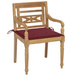 vidaXL Chaises Batavia avec coussins 4 Pièces Bois de teck solide