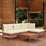 vidaXL Salon de jardin 5 Pièces avec coussins marron miel bois de pin