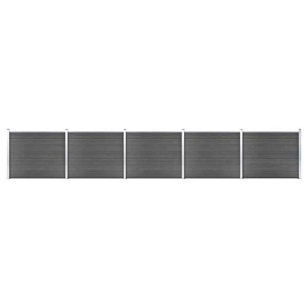 vidaXL Ensemble de panneau de clôture WPC 872x146 cm Noir