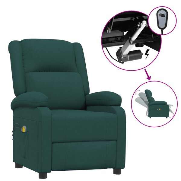 vidaXL Fauteuil électrique de massage Vert foncé Tissu
