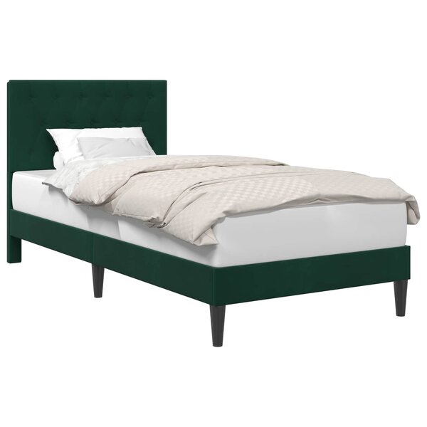 vidaXL Cadre de lit avec tête de lit Vert foncé 90 x 200 cm Velours