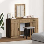 vidaXL Table de Toilette avec tiroir 3 Pièces Marron 50 x 41 x 135 cm