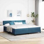 vidaXL Lit à ressort LED avec matelas Bleu foncé 200 x 200 cm Velours