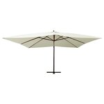 vidaXL Parasol en porte-à-faux avec mât en bois 400x300 cm Blanc sable