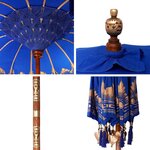 vidaXL Parasol Autre Bleu x 250 cm Coton et bois massif