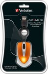 Mini Souris filaire pour portable (rétractable) Verbatim Go Mini Optical Travel (orange)