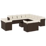vidaXL Salon de jardin avec coussins 14 Pièces marron résine tressée