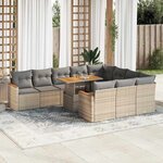 vidaXL Salon de jardin 11Pièces avec coussins beige résine tressée acacia