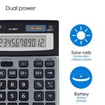 ACROPAQ Calculatrice de bureau- Écran 12 chiffres- Dual Power- 350g- Ecran incliné avec pied arrière- Gris- Pile LR44 incluse