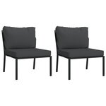 vidaXL Salon de jardin 5 Pièces avec coussins gris acier