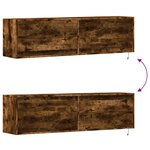 vidaXL Meuble TV mural avec lumières LED chêne fumé 140x31x38 cm