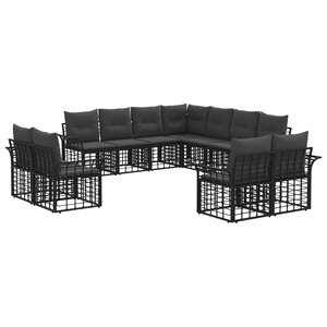 vidaXL Ensemble de canapés d'extérieur 11 pc Noir et Gris foncé