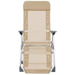 vidaXL Chaises de camping pliables 2Pièces et repose-pied Crème Aluminium