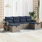 vidaXL Salon de jardin 6 Pièces avec coussins gris résine tressée