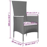 vidaXL Ensemble à manger de jardin avec coussins 3 Pièces Noir
