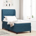 vidaXL Lit Box Spring avec matelas bleu foncé 90x190 cm  en velours