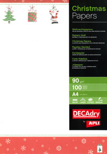 Papier Noel Theme Rouge 90G.100H