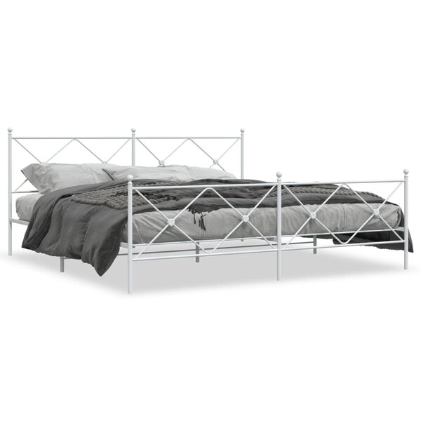 vidaXL Cadre de lit métal sans matelas et pied de lit blanc 200x200 cm