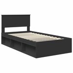 vidaXL Cadre de lit avec tête de lit Noir 100 x 200 cm Pin massif