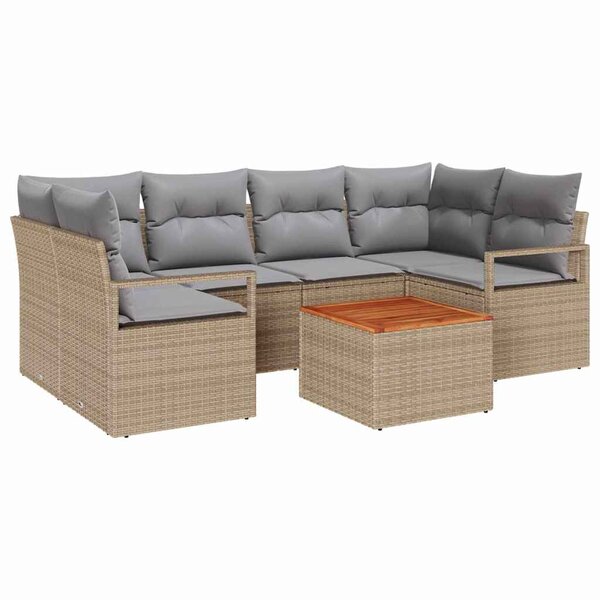 vidaXL Ensemble de canapé de jardin 7 Pièces beige et gris clair